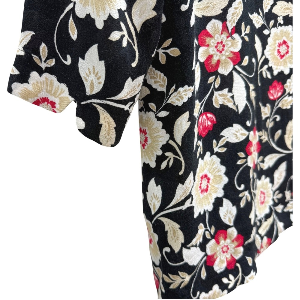 J Jill Black Floral 3/4 Sleeve Pullover Blouse Size Small Career Boho Workwear - Picture 5 of 9